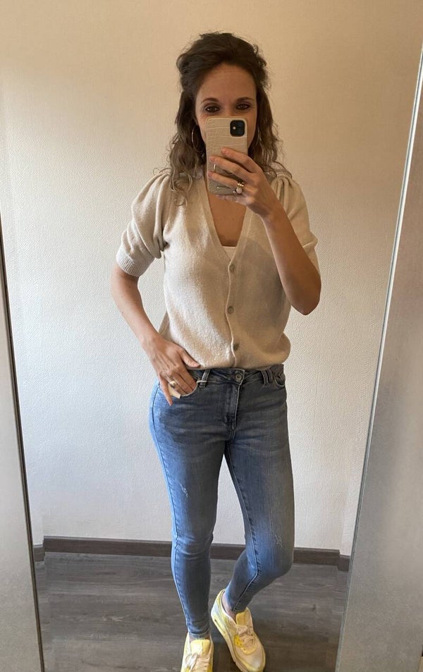 Vest korte mouw zand