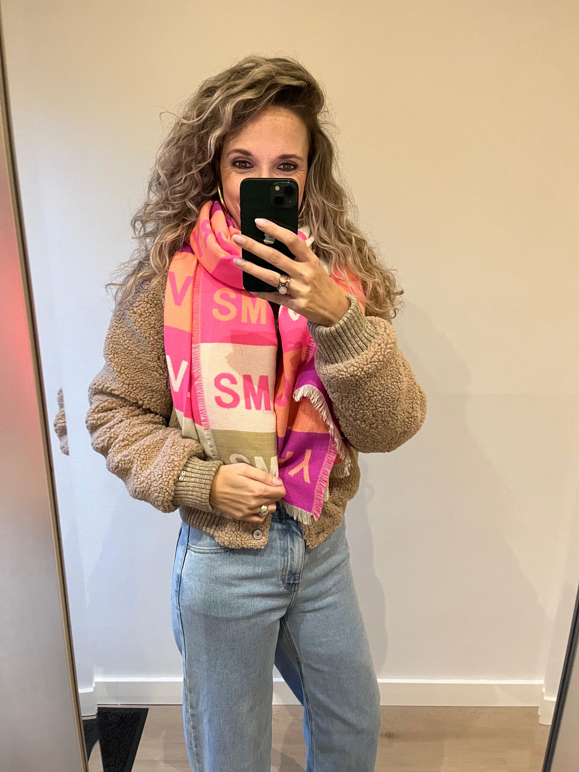 Sjaal multi roze 2502