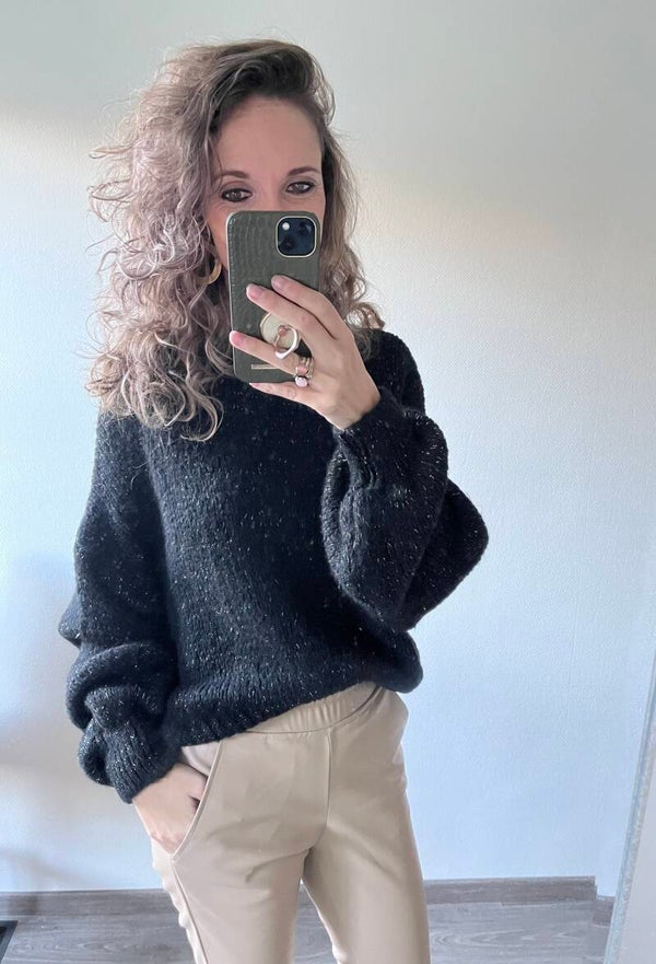 Trui Livia zwart lurex oversized