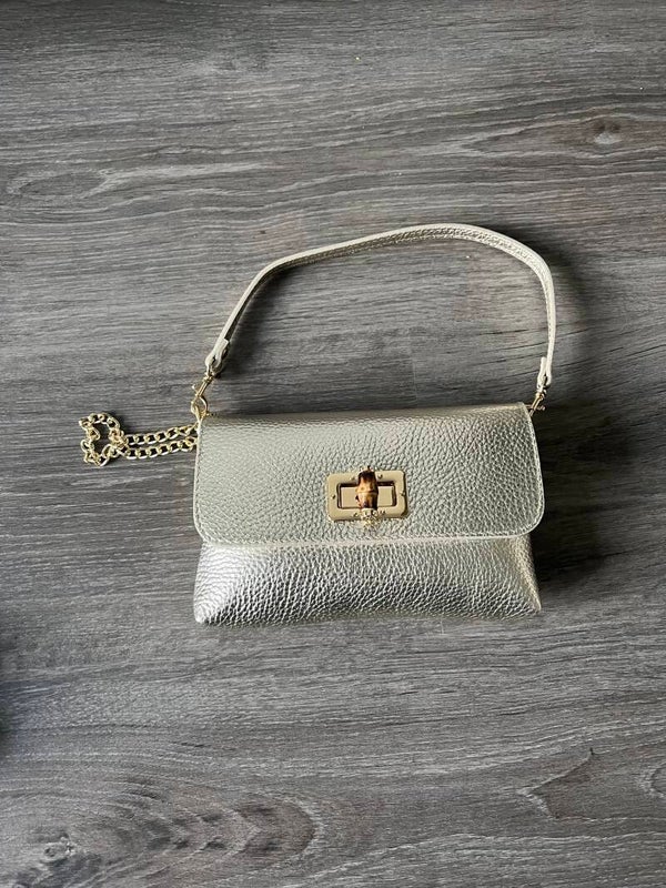 Tas/ Telefoontasje goud leer