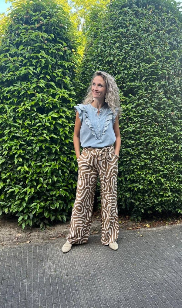 Broek bruin/wit