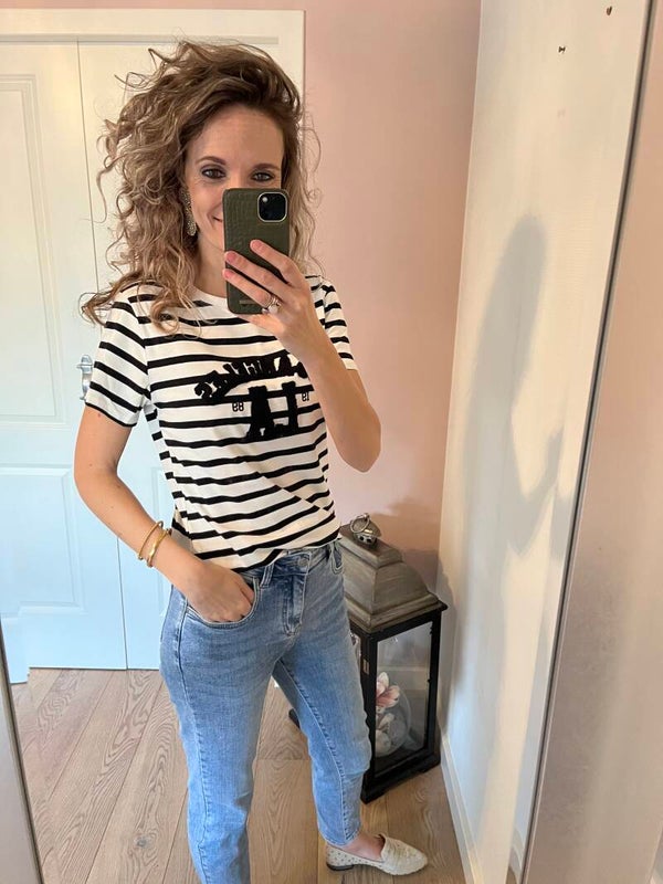 T-shirt streep zwart wit