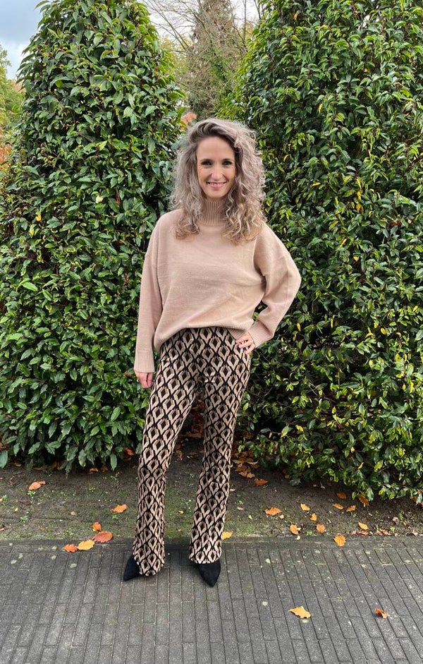 Flair broek print bruin