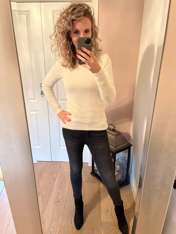 Fluffy trui Lize Crème