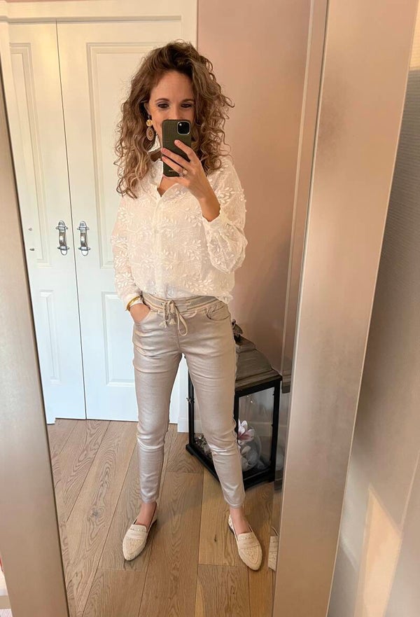 Gecoate broek gold/champagne