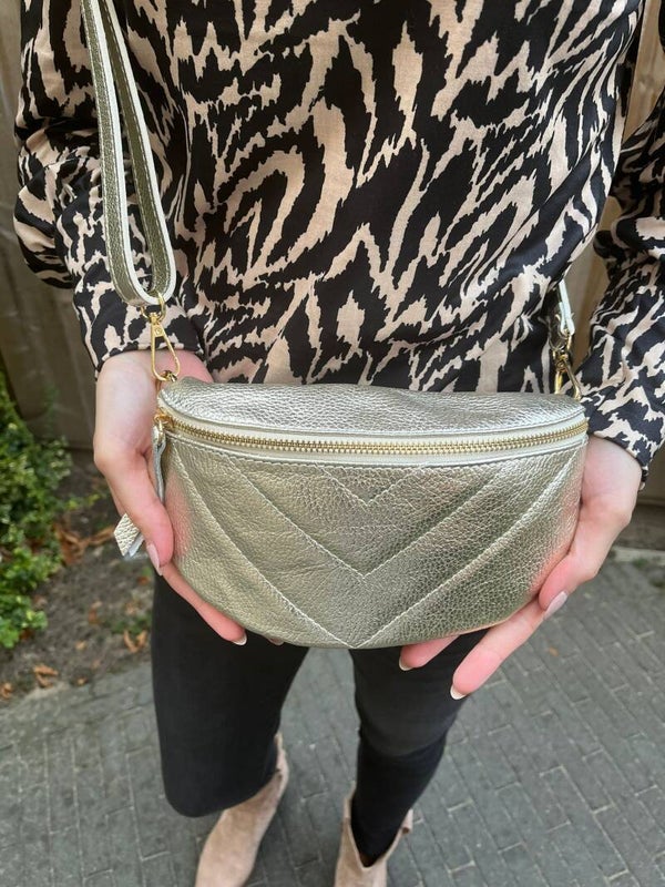 Cross body bag leer gold
