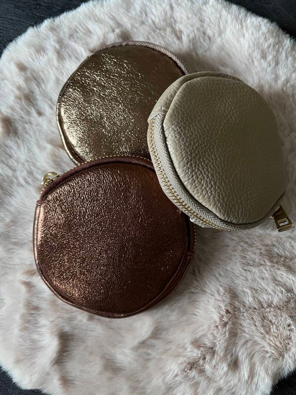 Mini ronde portemonnee leer