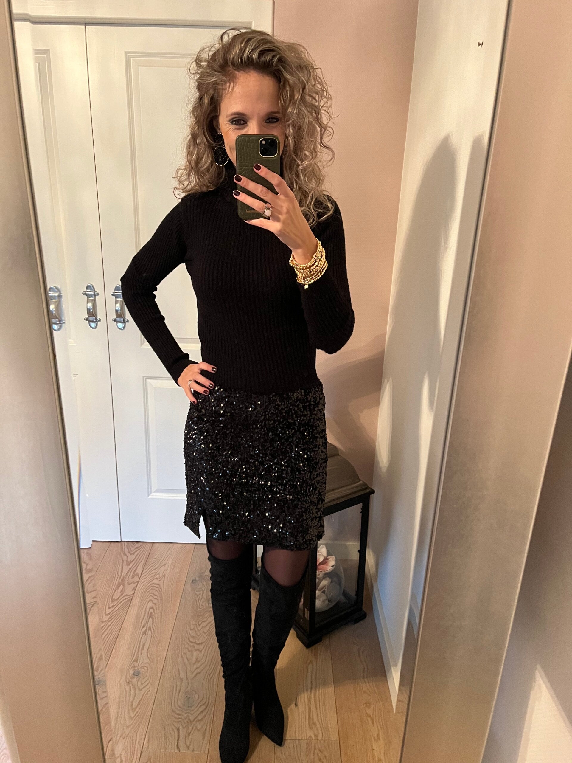 Pailletten rok zwart