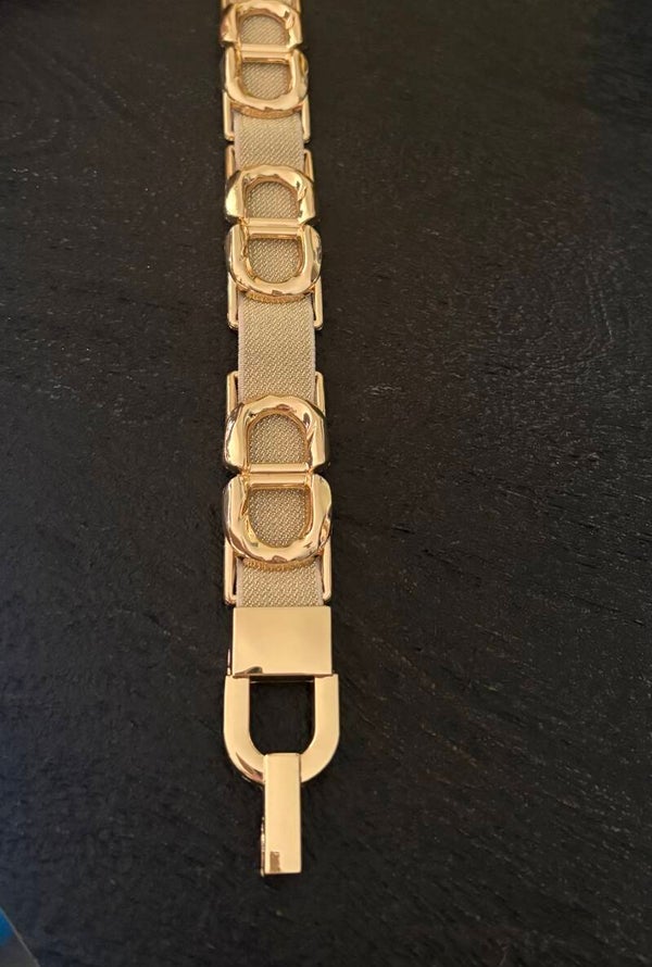 Riem stretch gold met lurex