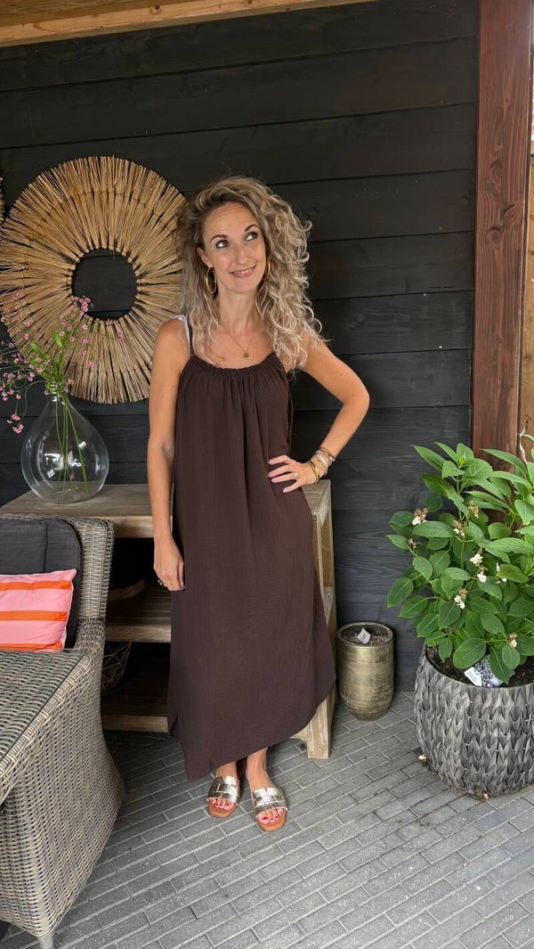 Dress long bruin