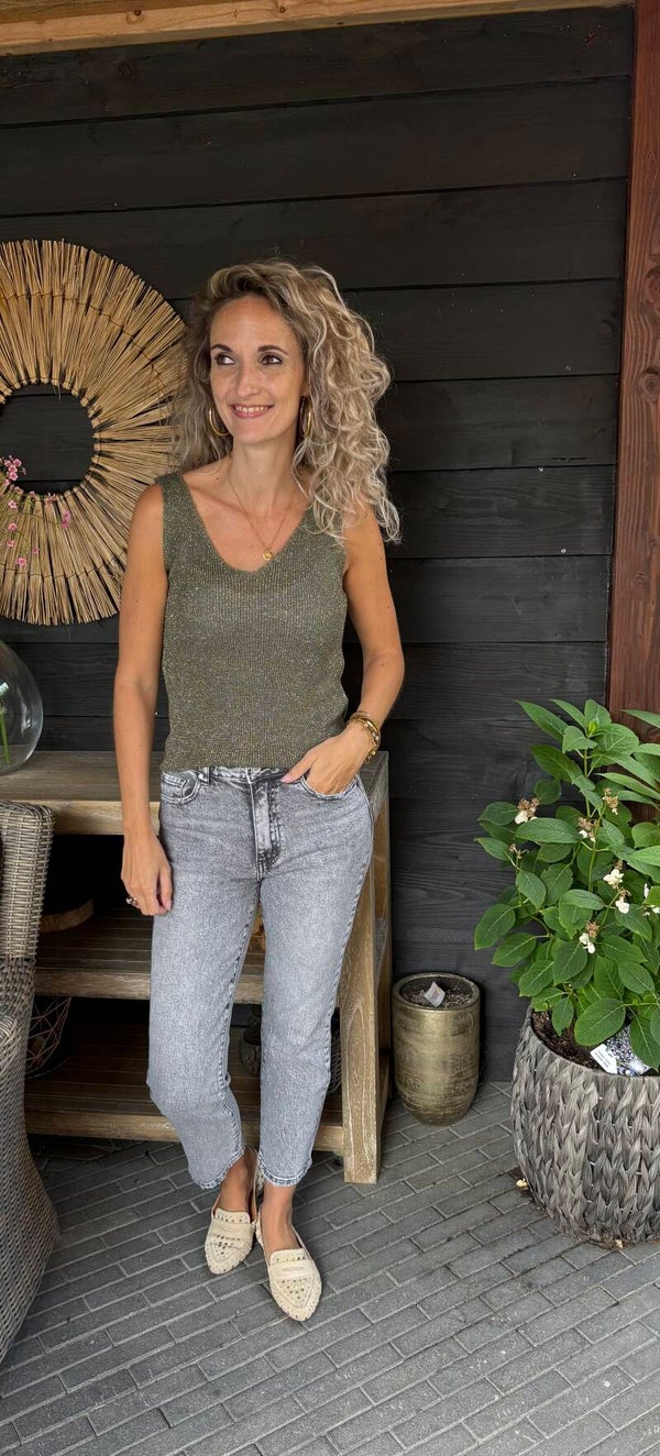 Top lurex khaki