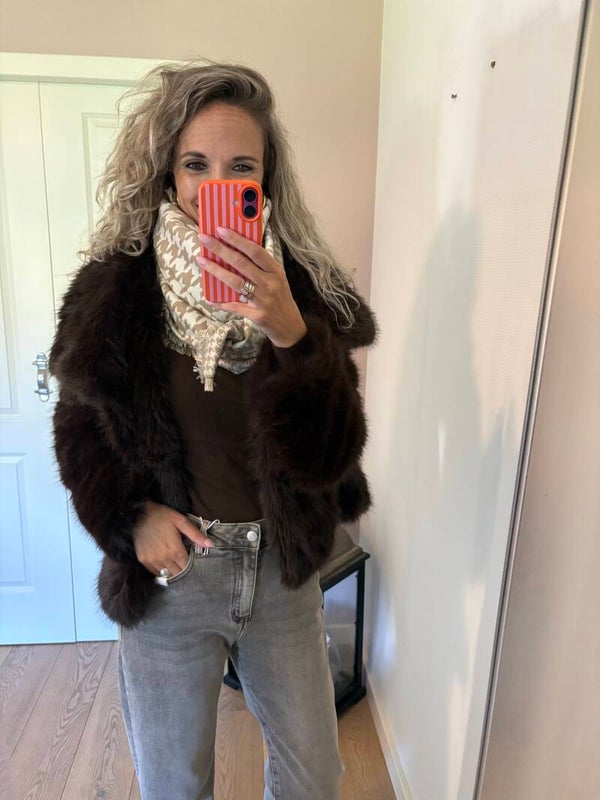 Jas Faux Fur coffee 41187