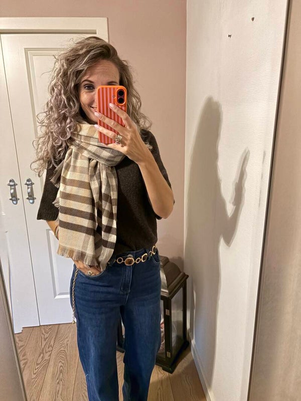 Sjaal ruit bruin/beige