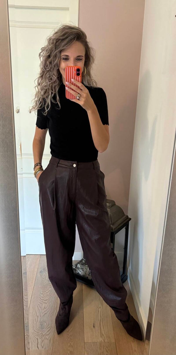 Broek leather look balloon 7527