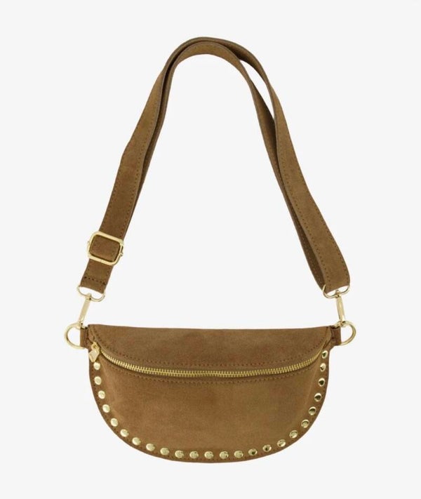 Cross body bag taupe met studs