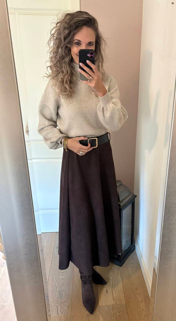 Rok met riem bruin