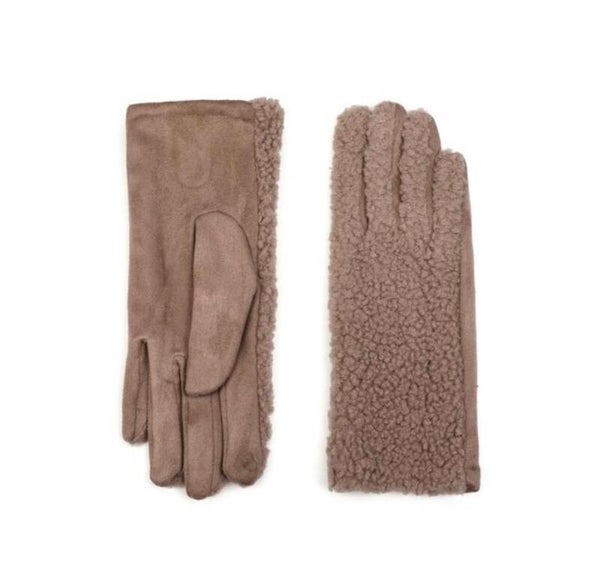 Handschoen teddy beige/khaki