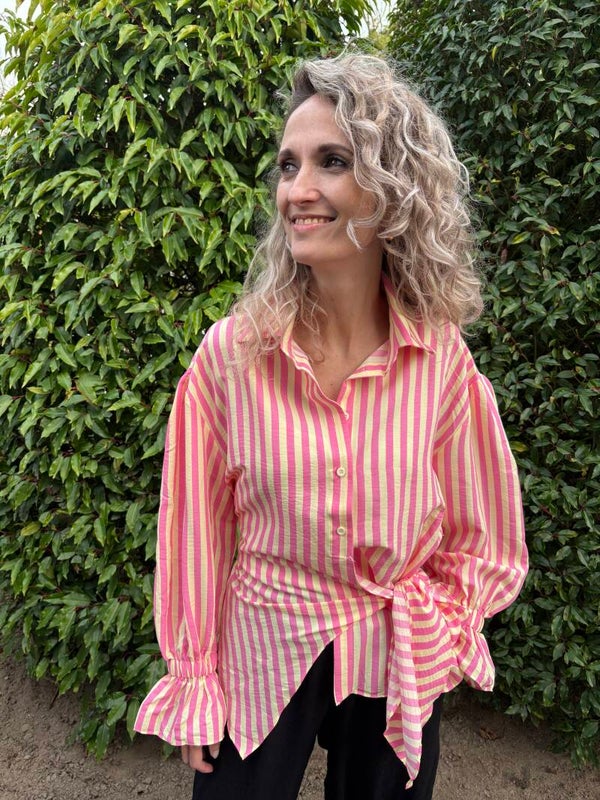 Blouse 8963 geel/roze