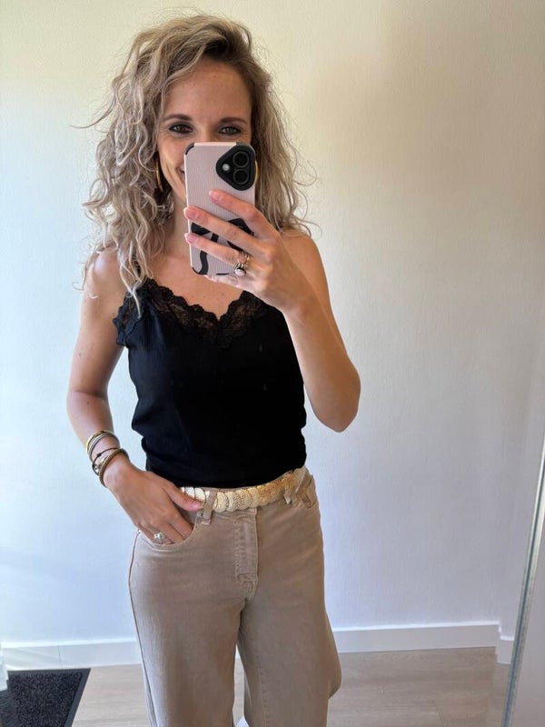 Kanten top zwart Lyla