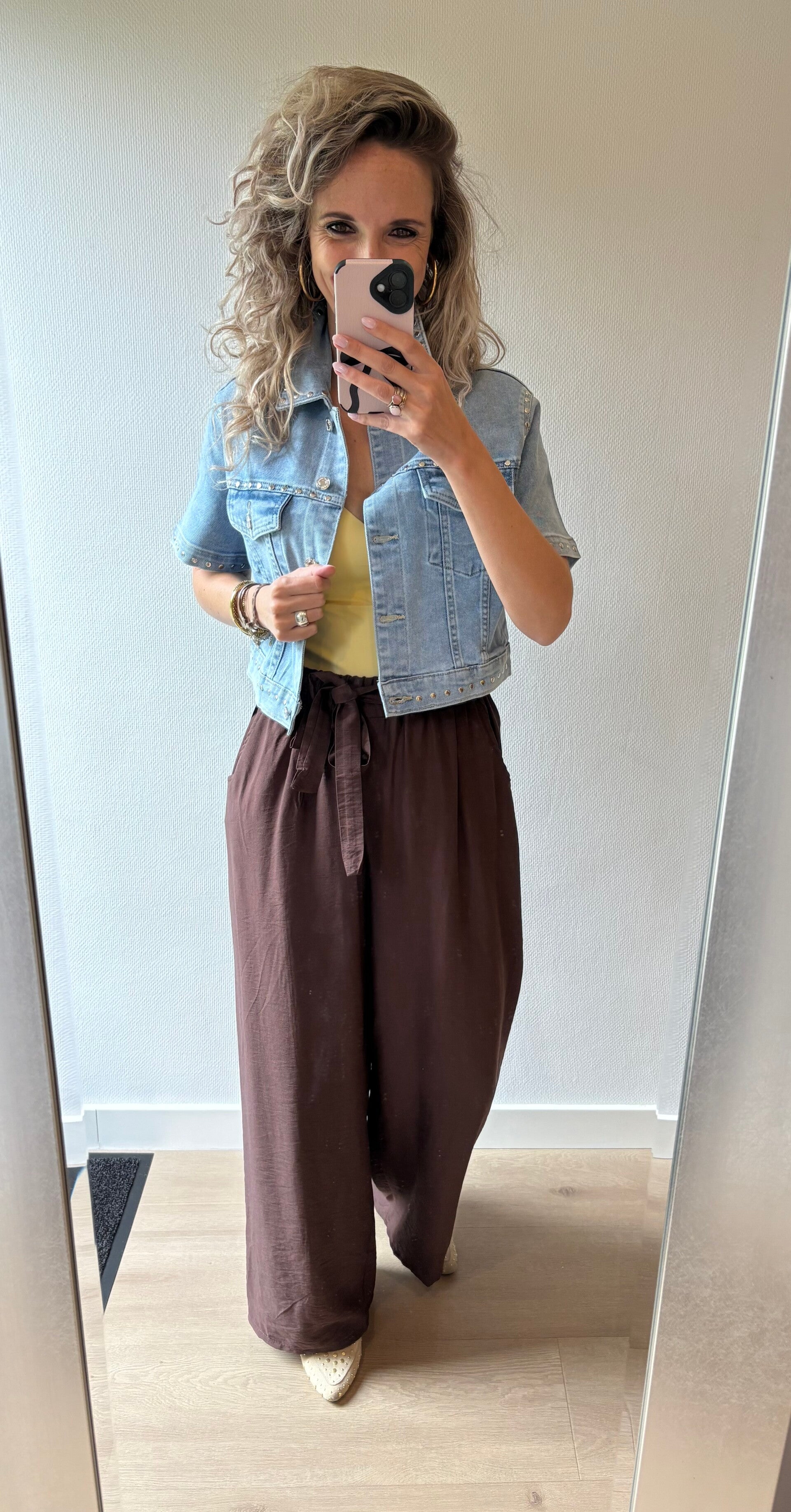 Jeans jasje korte mouw met studs MG-931