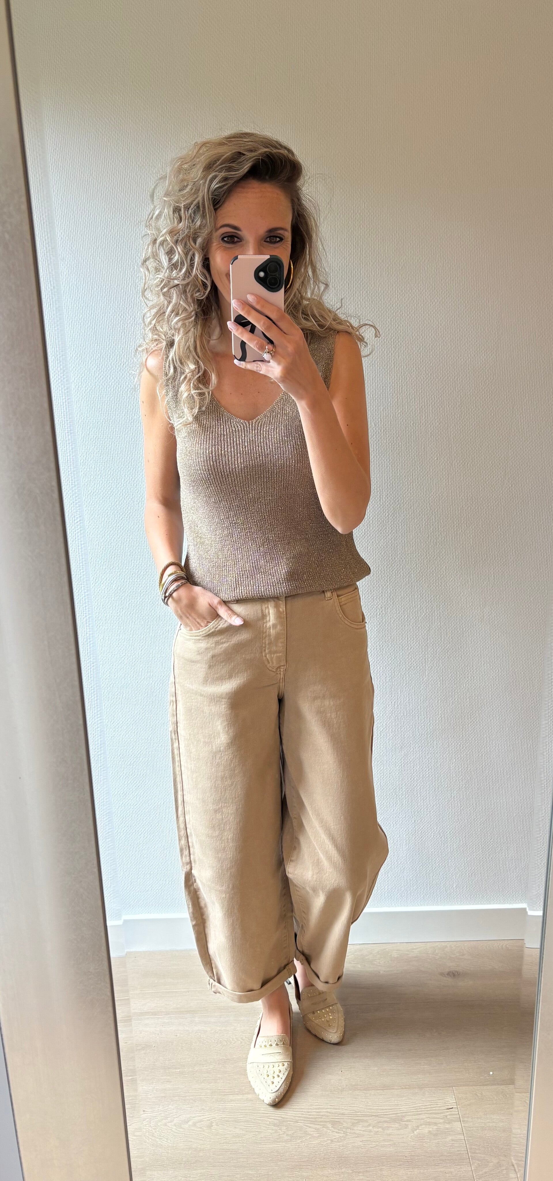 Lurex top taupe/brown