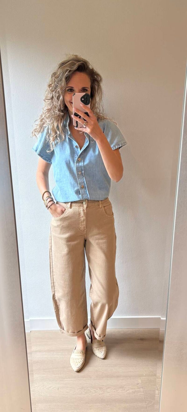 Jeans blouse 11213 korte mouw