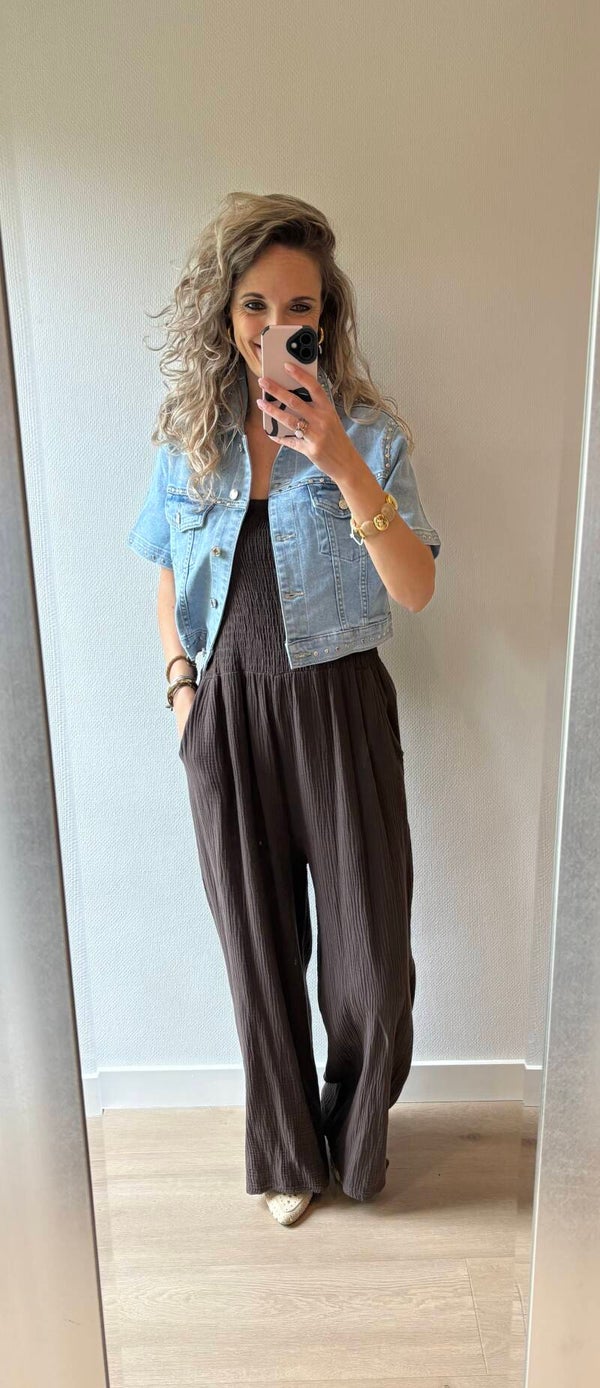 Jumpsuit bruin wafel