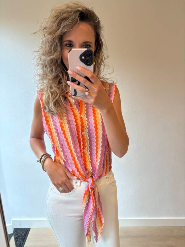 Top multi strik roze/lila