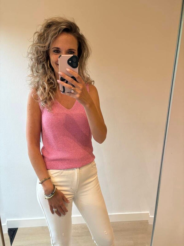 Lurex top roze
