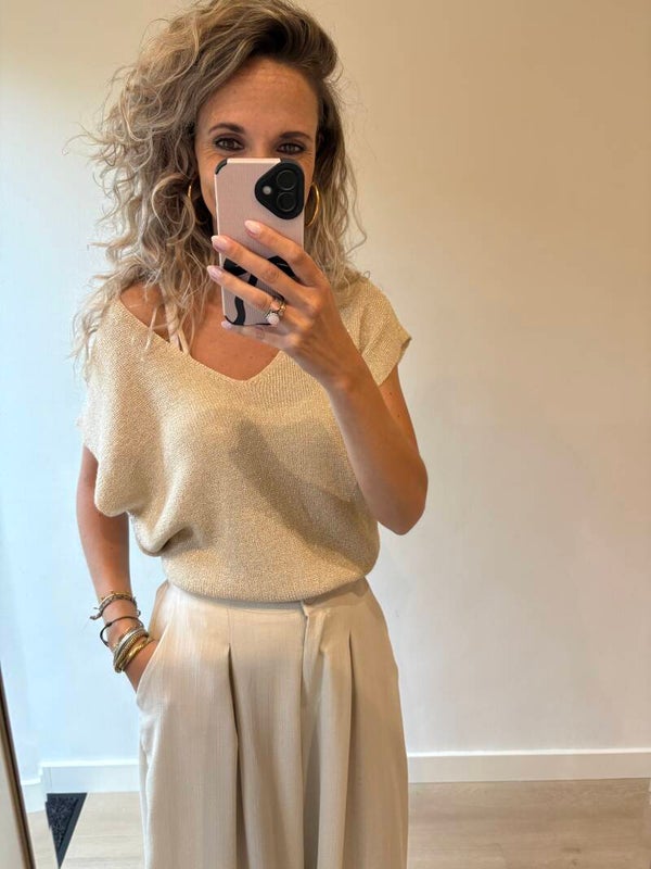Top Lurex gold mouw