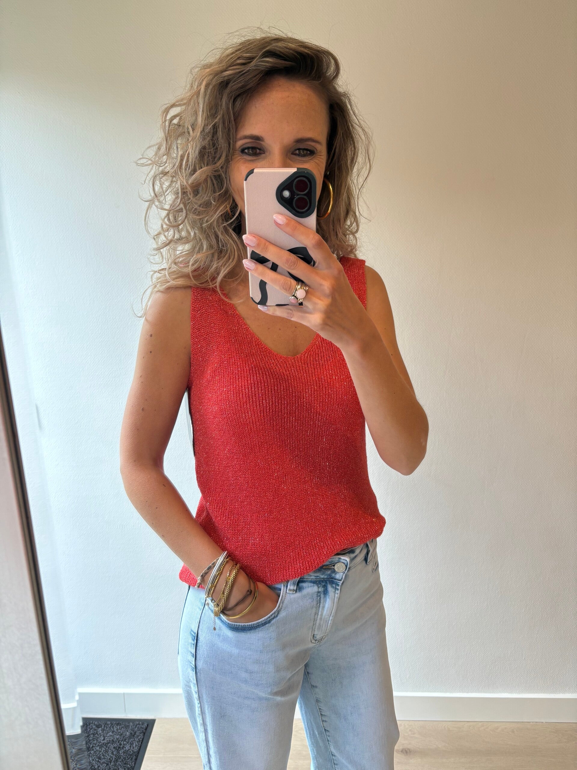 Lurex top koraal