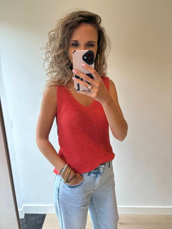 Lurex top koraal