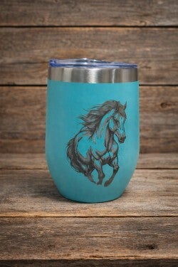 Eye catching Teal horse tumbler
