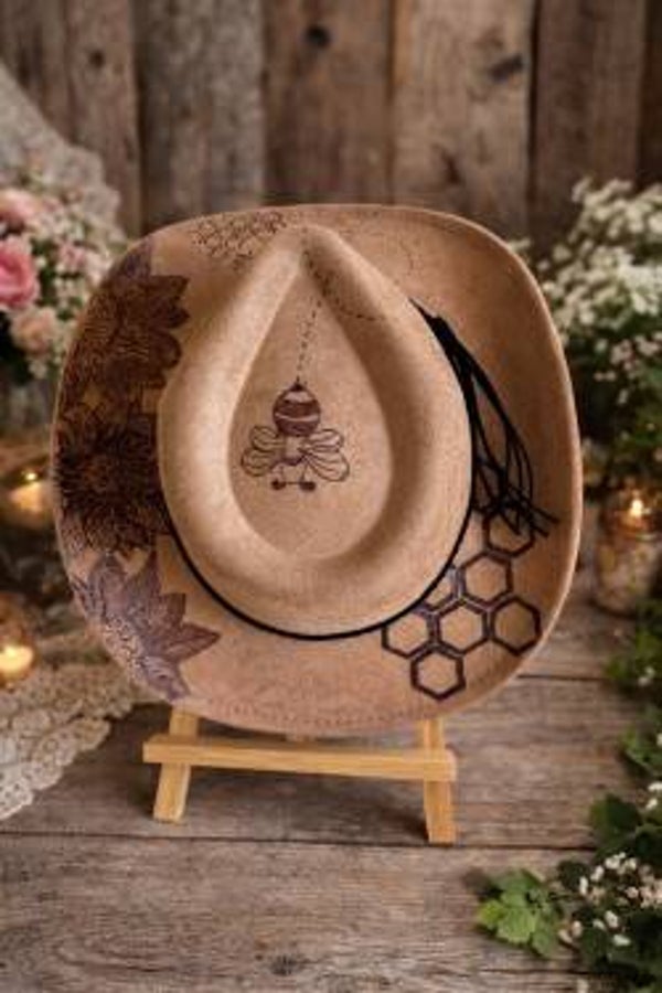 Stunning Bee themed Fedora Hat – Rustic & Unique