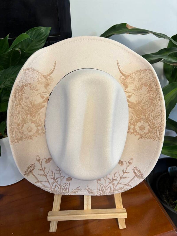 Highland Cows and wildflowers hat