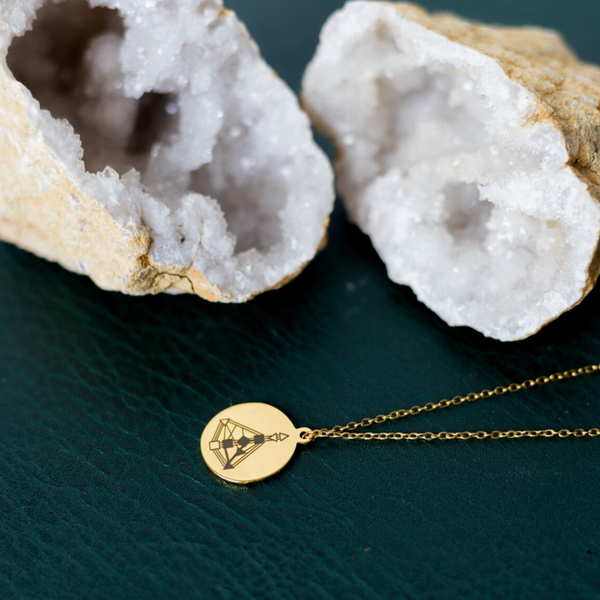 Human Design Bodygraph ketting goud strak