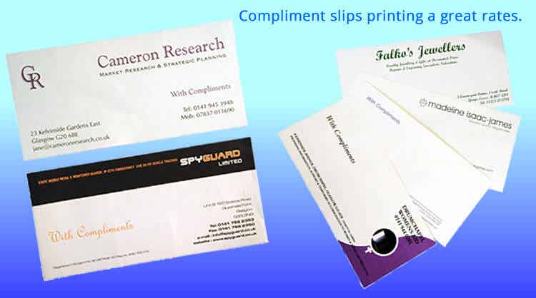 Stationery compliment slips