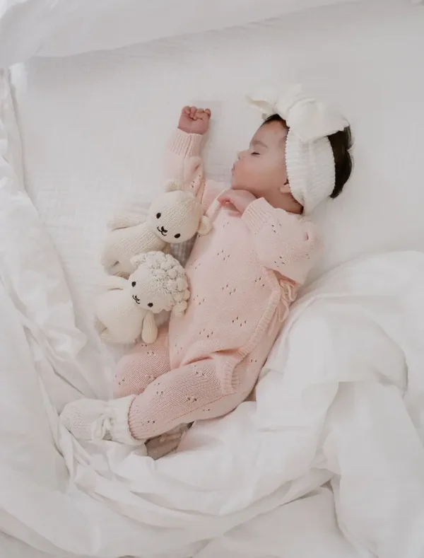 Combinaison pointelle rose poudré en coton