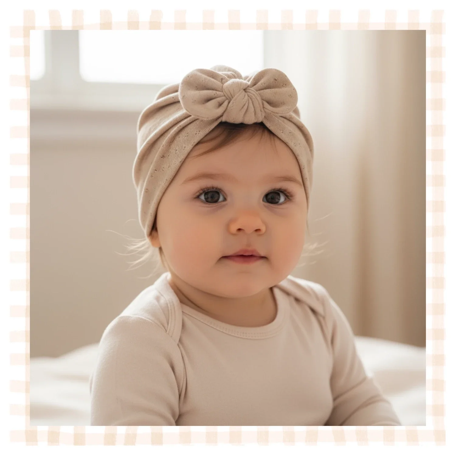 Turban pointelle rose
