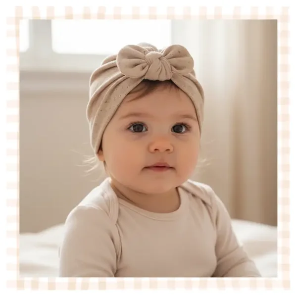 Turban pointelle rose