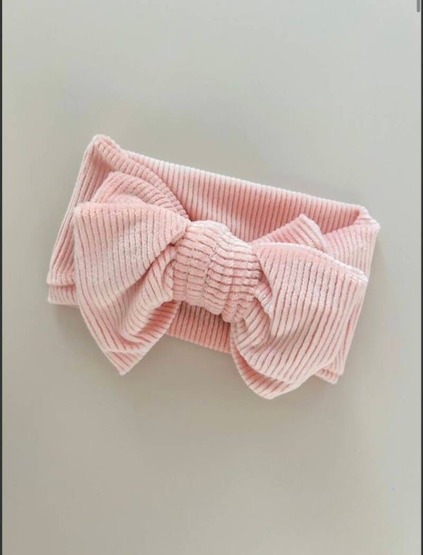 BANDEAU À NŒUD CÔTELÉ EN VELOURS ÉPAIS - ROSE