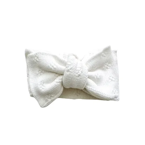 Bandeau surdimensionné à nœud - Tricot pointelle blanc