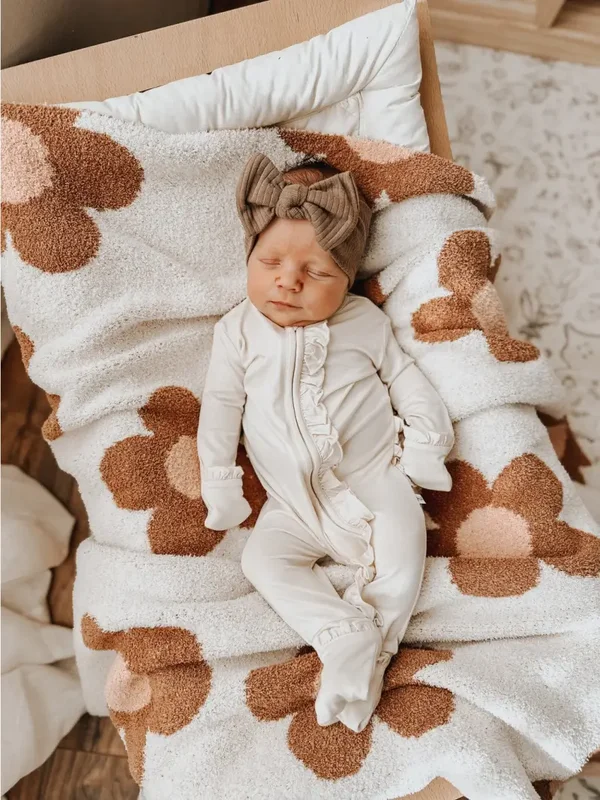 Combinaison pour bébé à fermeture éclair à volants en bambou crème