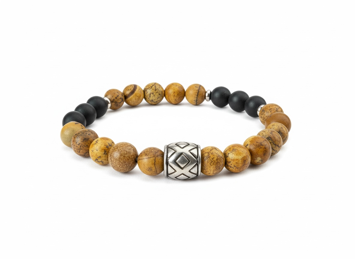 BRACCIALE UOMO IN PIETRA NATURALE: ONICE