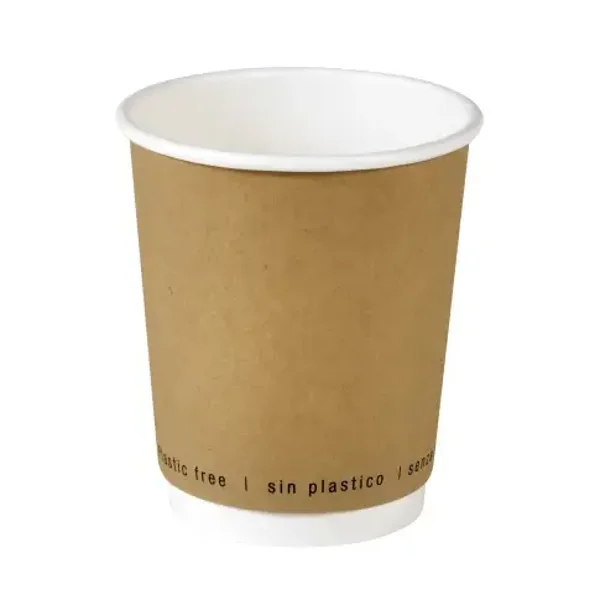 VASO DE PAPEL KRAFT  DOBLE PARED SIN PLASTICO 8oZ