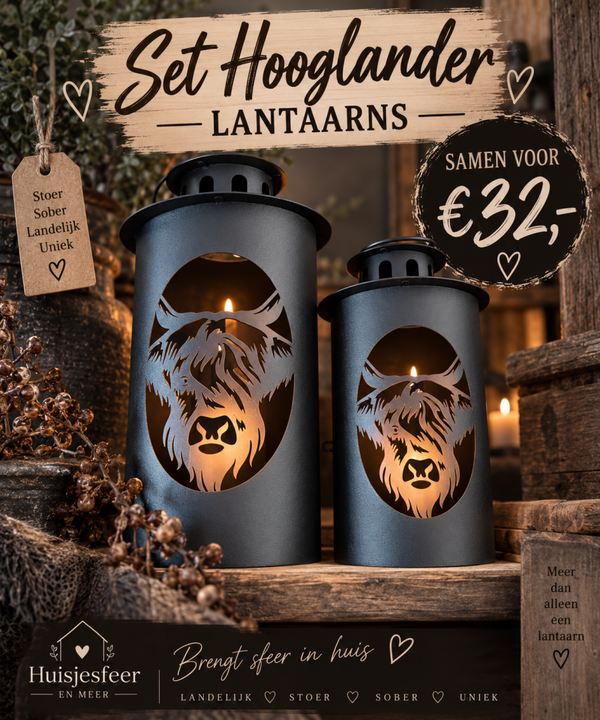 Set hooglander lantaarns