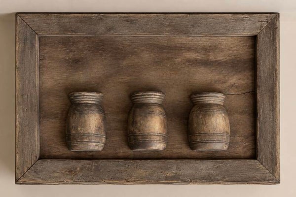Wandpaneel groot met 3 Nepalese potten