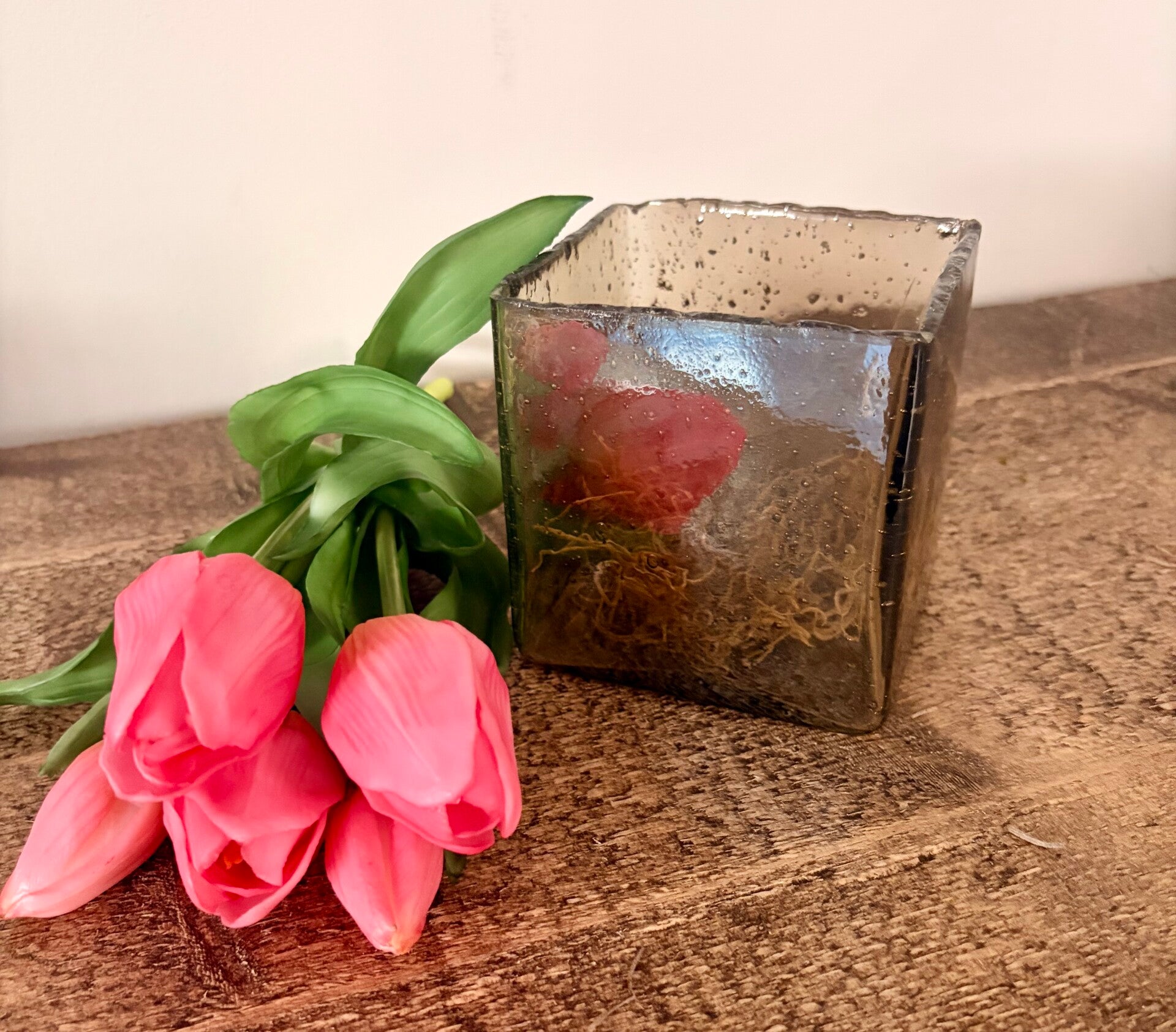 Bubbeltjes glas waxinelicht houder