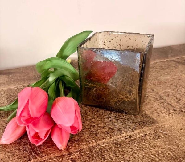 Bubbeltjes glas waxinelicht houder