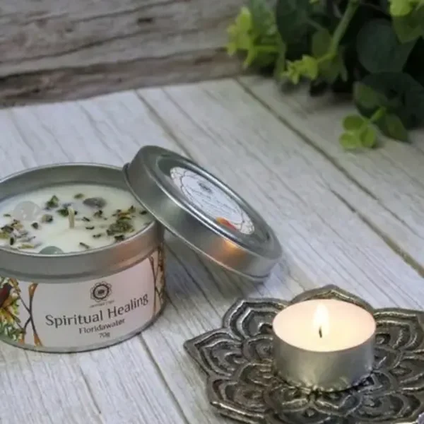 Green Tree Gemstone Candle - Spiritual Healing.